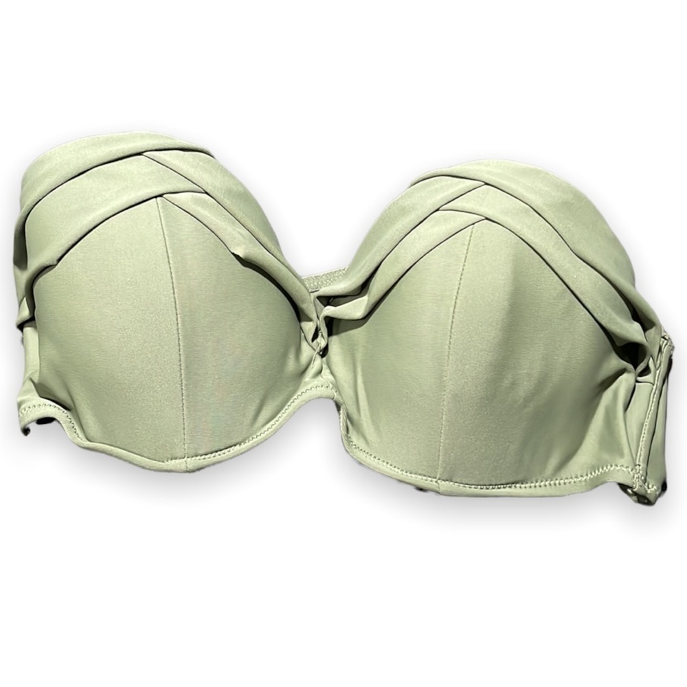 ATMOSPHERE strapless bikini top in olive green in women’s US size 34B